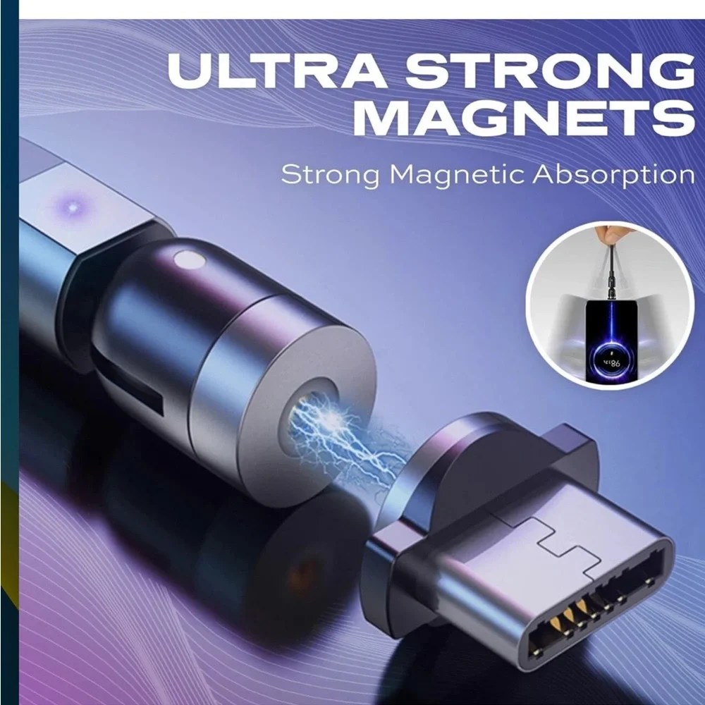 Statik 360 Universal Magnetic Charging Cable w/ 3 Magnetic Tips | 6 FT Cable NEW